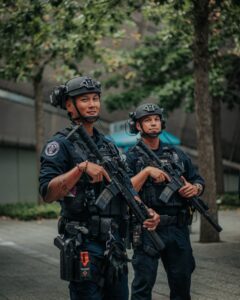 Policemen with Machine Guns